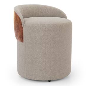 Puff Banqueta Living Gaia Orgânico com Encosto Baixo Bouclê Bege Ocre - Desk Design
