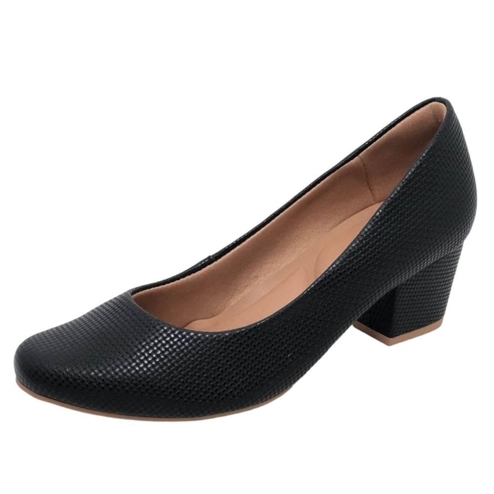 Sapato Scarpin Feminino Boneca Salto Bloco Conforto Usaflex