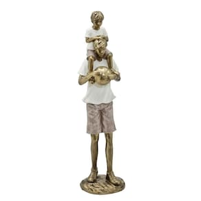 Figura Decorativa Estatueta Pai E Filho Futebol 28 X 7 X 7