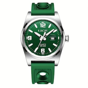 Relógio Esportivo De Quartzo Estilo Vintage Masculino Impermeável 50m Display Luminoso Verde Prateado
