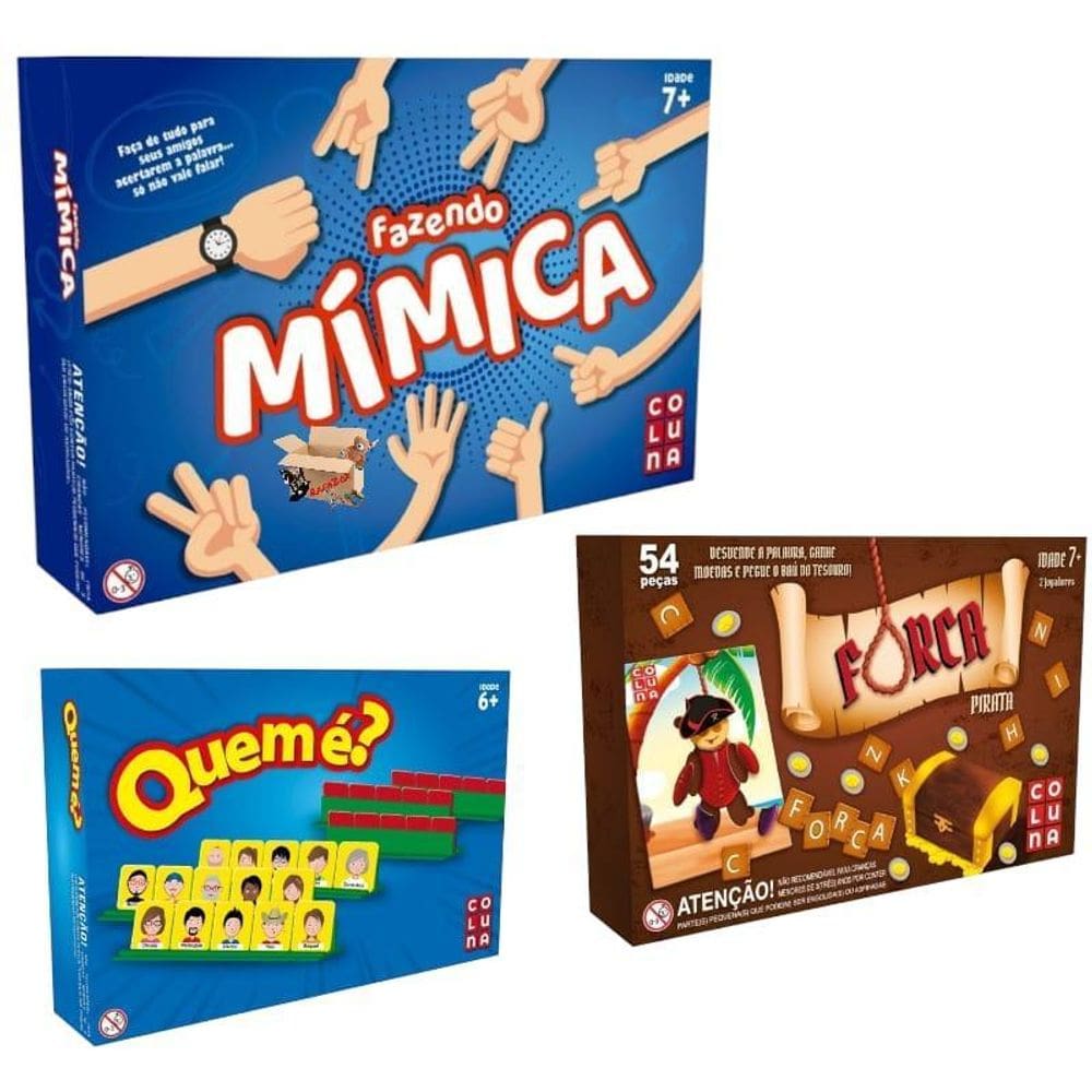 Kit Jogos Mímica Forca Pirata Quem É Adivinhação Suspeitos