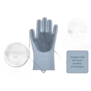 Par De Luvas Mágicas Silicone Lavar Louça Copo Prato Verde