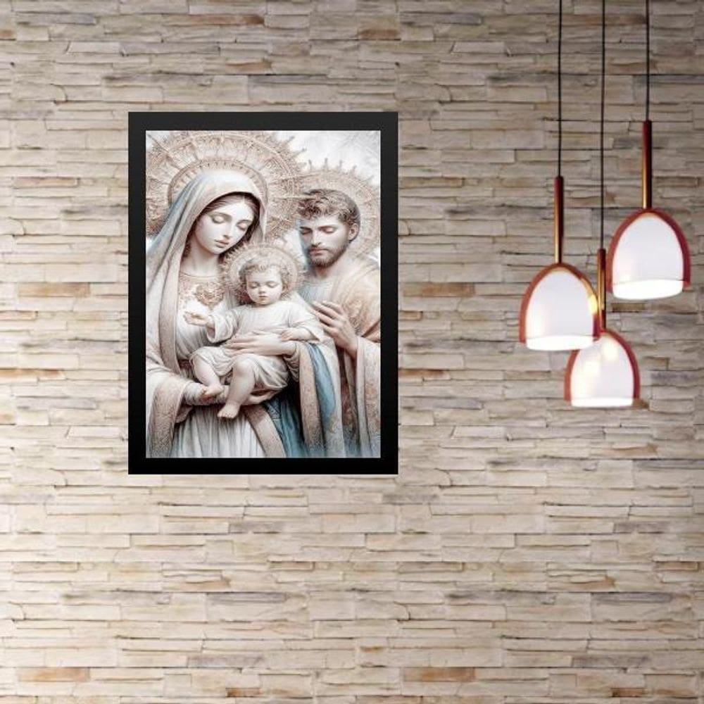 Quadro Sagrada Família - Prateada 33X24Cm