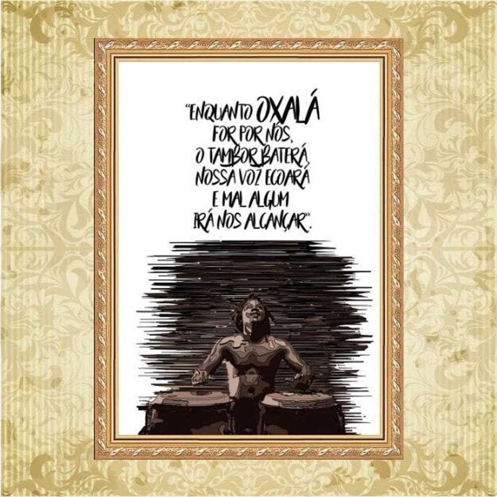 Quadro Moldura Dourada Oxalá - Proteção 33X24Cm