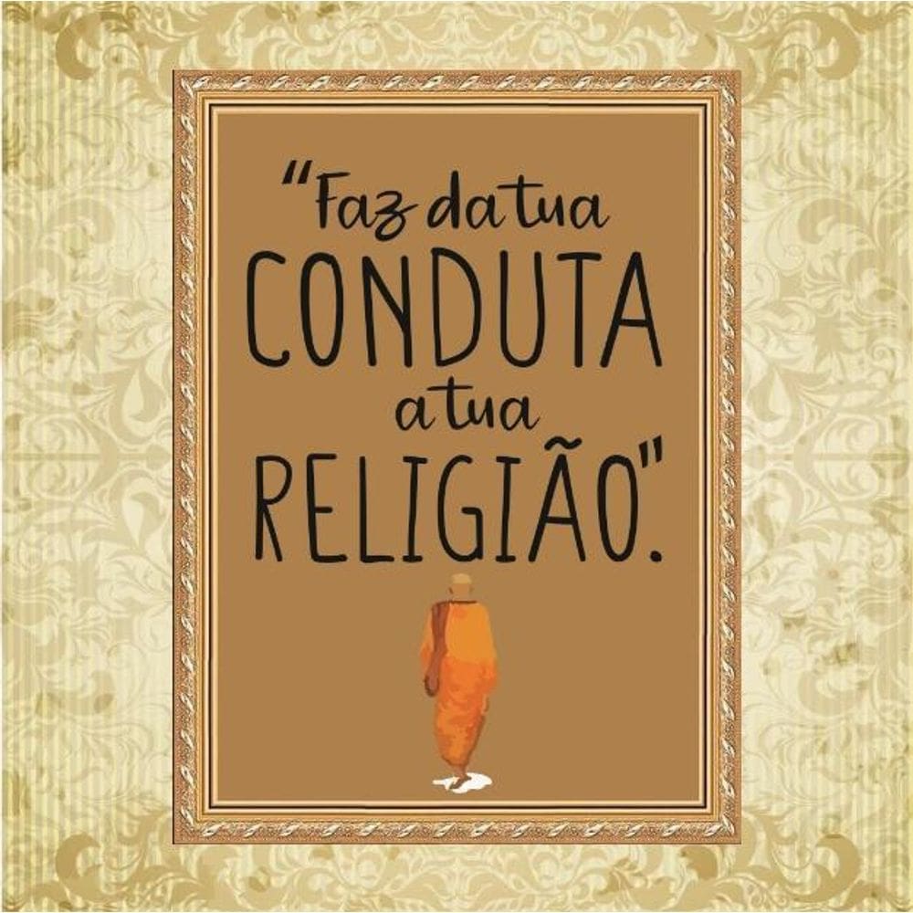 Quadro Moldura Dourada Budismo 24X18Cm