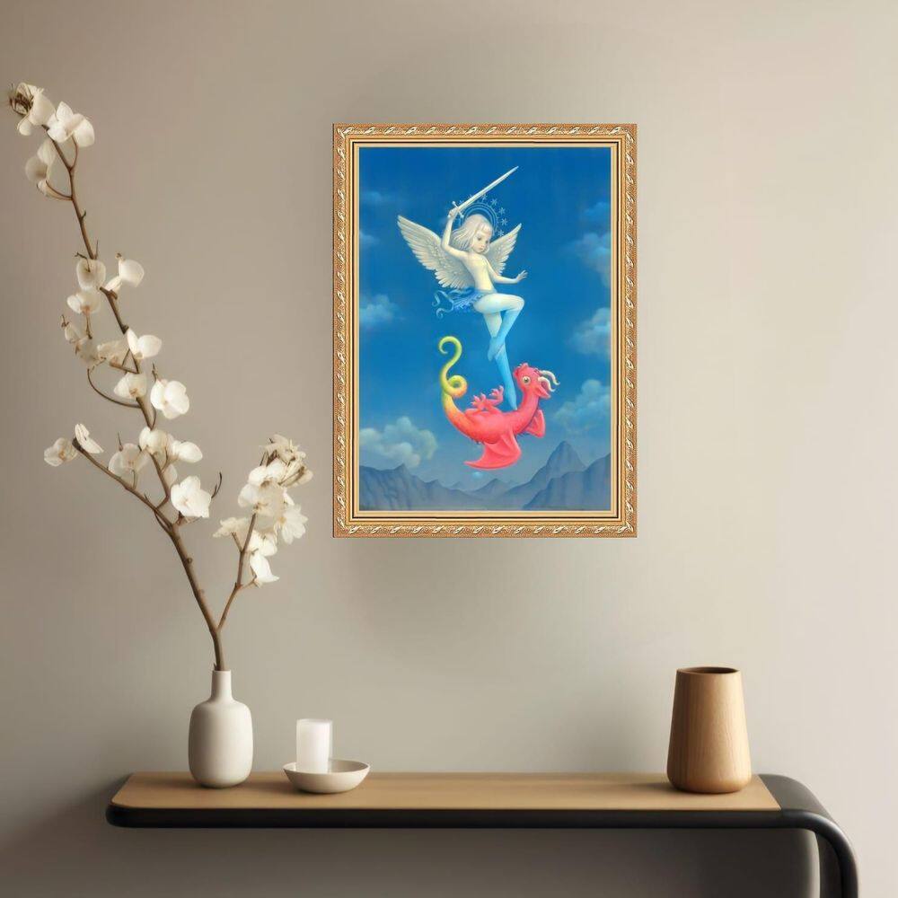 Quadro Decorativo Releitura São Jorge Infantil 33X24Cm