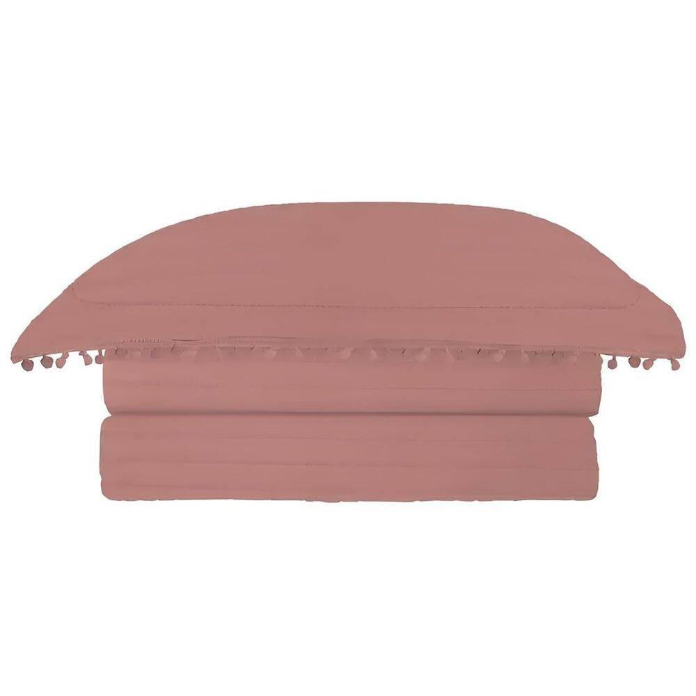 Colcha Cobre Leito Solteiro Pompom Camesa Rosa