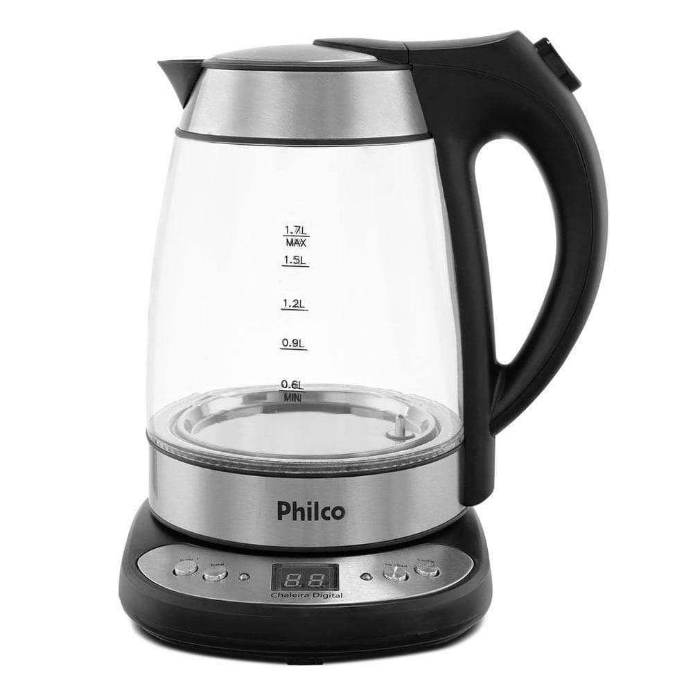 Chaleira Elétrica Philco Digital Glass 1,7 Litros, Preto