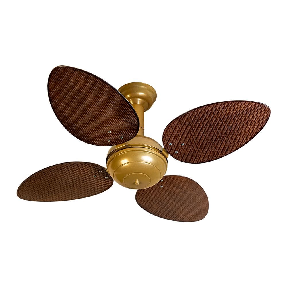 Ventilador De Teto Venti-Delta Office Com 4 Pás Ratan Chocolate / Gold