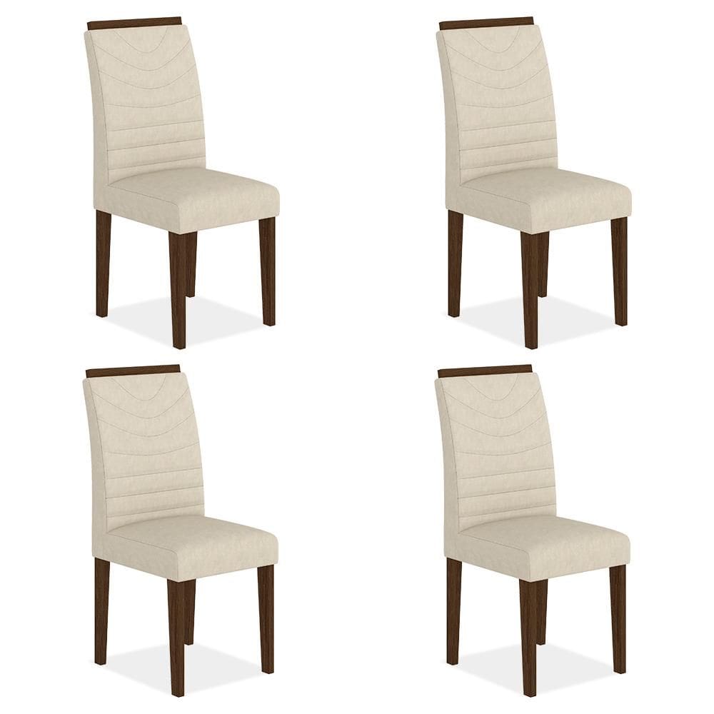 Conjunto 4 Cadeiras Lima Imbuia/ Bege - Móveis Arapongas