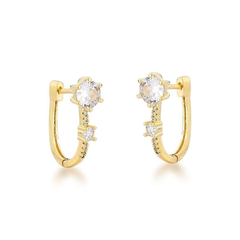 Brinco Argola Com Ponto De Luz Quadrado E Redondo Banhado A Ouro 18k