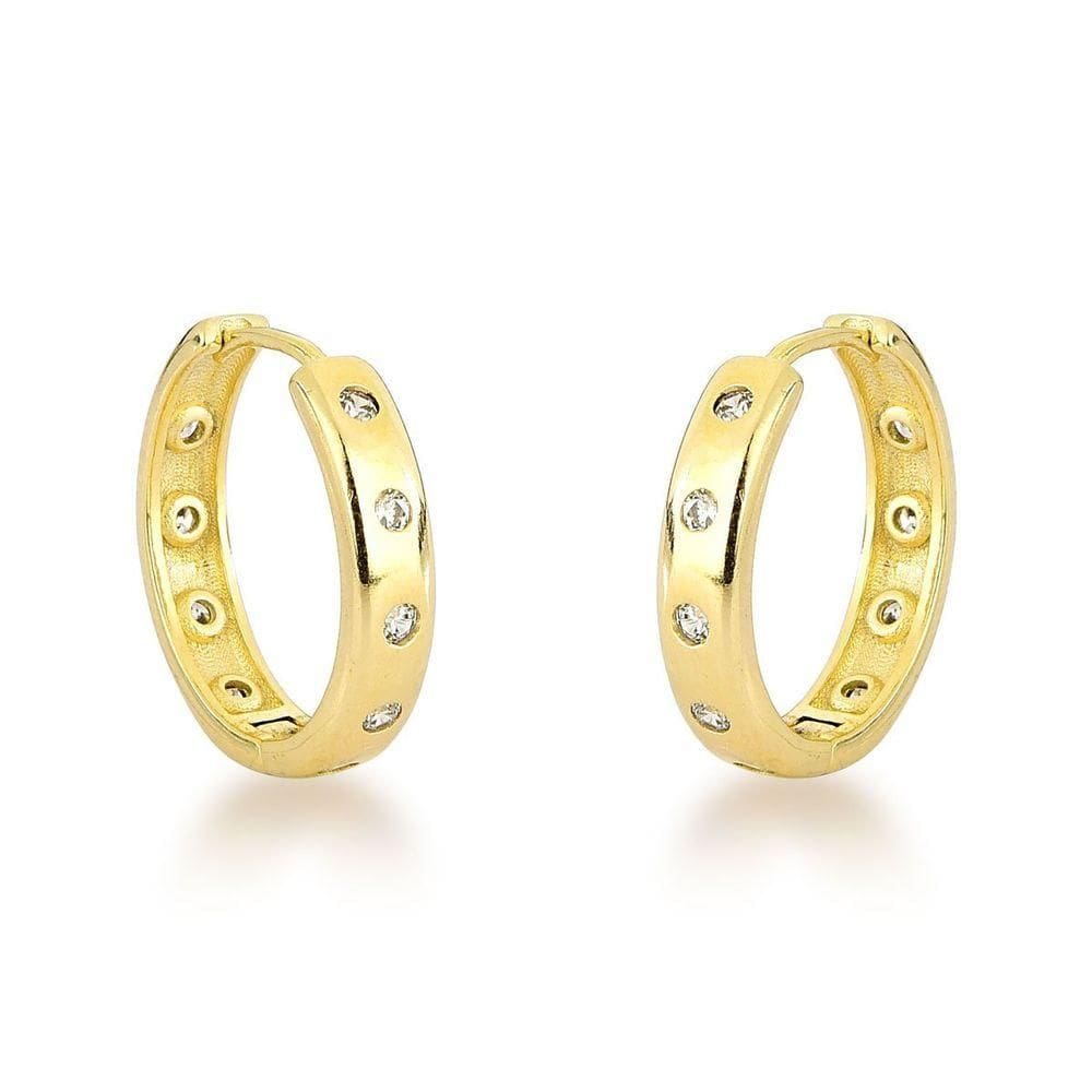 Brinco Argola 3,5mm Com Ponto De Luz Banhada A Ouro 18k Banhado A Prata