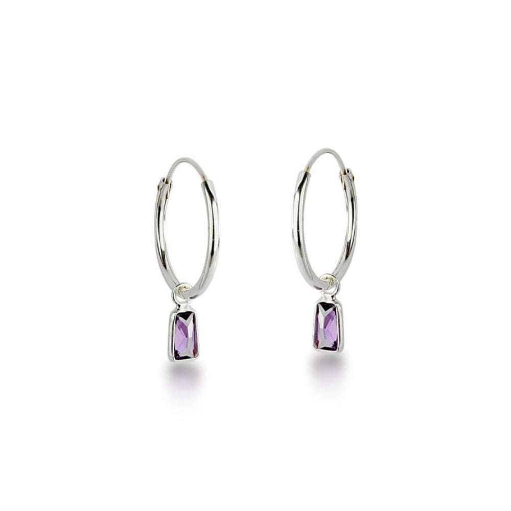 Brinco Argola Zirconia Roxa Prata 925
