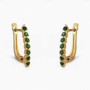 Brinco Argola Retangulares Com Pedras Zircônia Banhado A Ouro 18k
