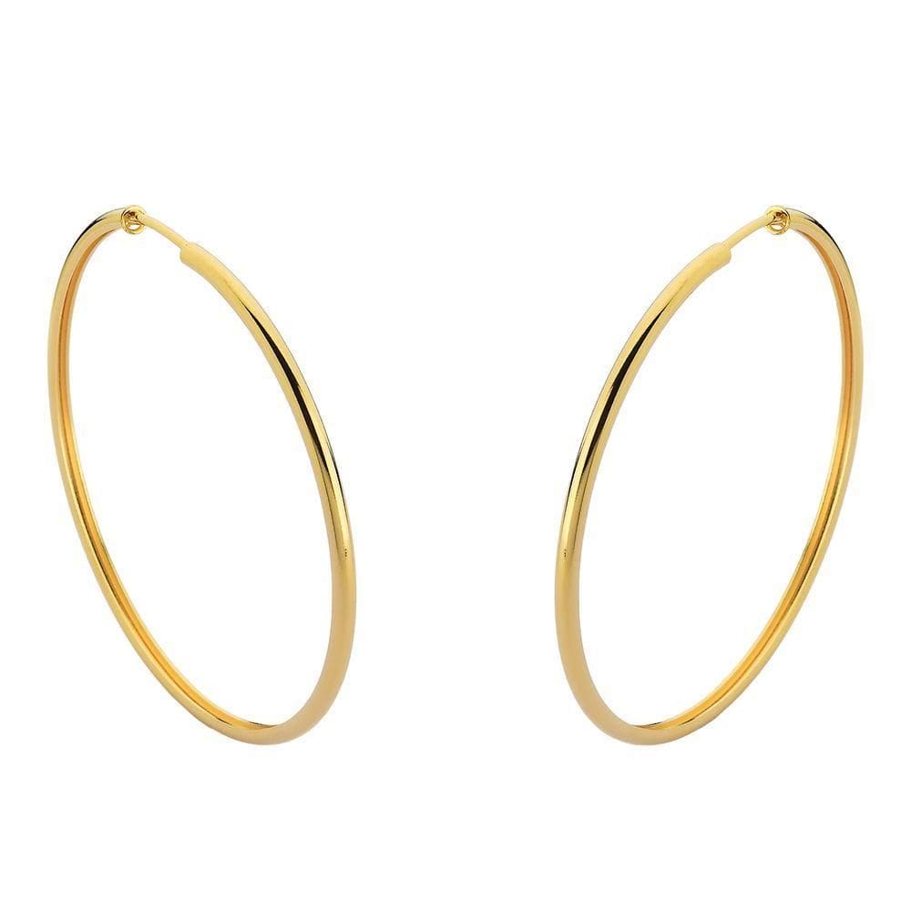 Brinco Argola Básica Tubo Feminina Banhada A Ouro 18k