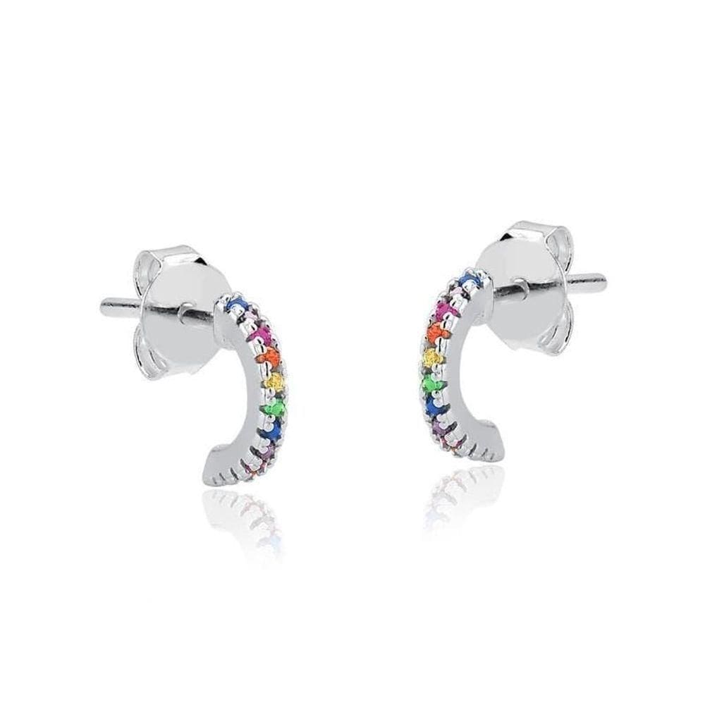 Brinco Argola Colorida Delicada Prata 925