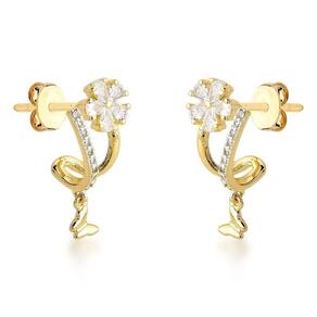 Brincos Borboleta E Flor Em Ouro 18k Com Zircônia - Beleza Naturais