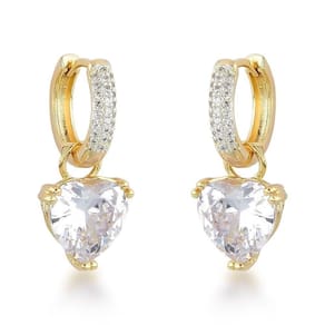 Brincos Argola Com Pendente De Zircônia Banhado A Ouro 18k
