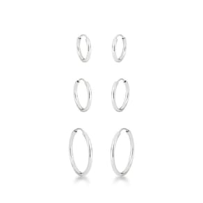 Trio De Brincos Lisos Fio Redondo Unissex Prata 925