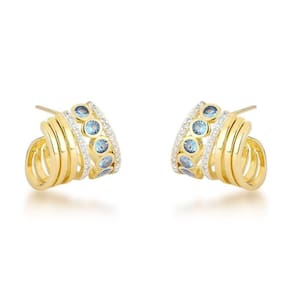 Brincos Glamourosos Com Zircônio E Banho De Ouro 18k