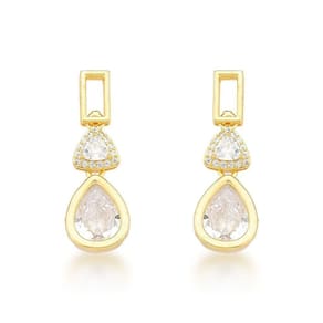Brinco Festa Médio Com Zircônios Banhado A Ouro 18k