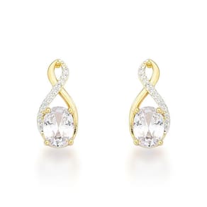 Brinco Delicado Zirconia Oval Banhado A Ouro 18k