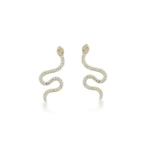 Brinco Cobra Cravejado Zirconias Banhado Ouro 18k
