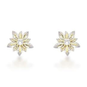 Brincos Com Pedras De Zircônia Flor Banhado A Ouro 18k