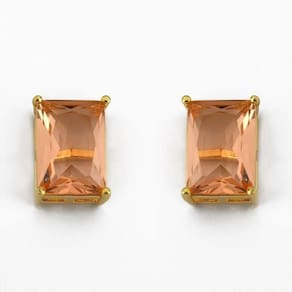 Brincos Com Zircônia Retangulares Banhado A Ouro 18k