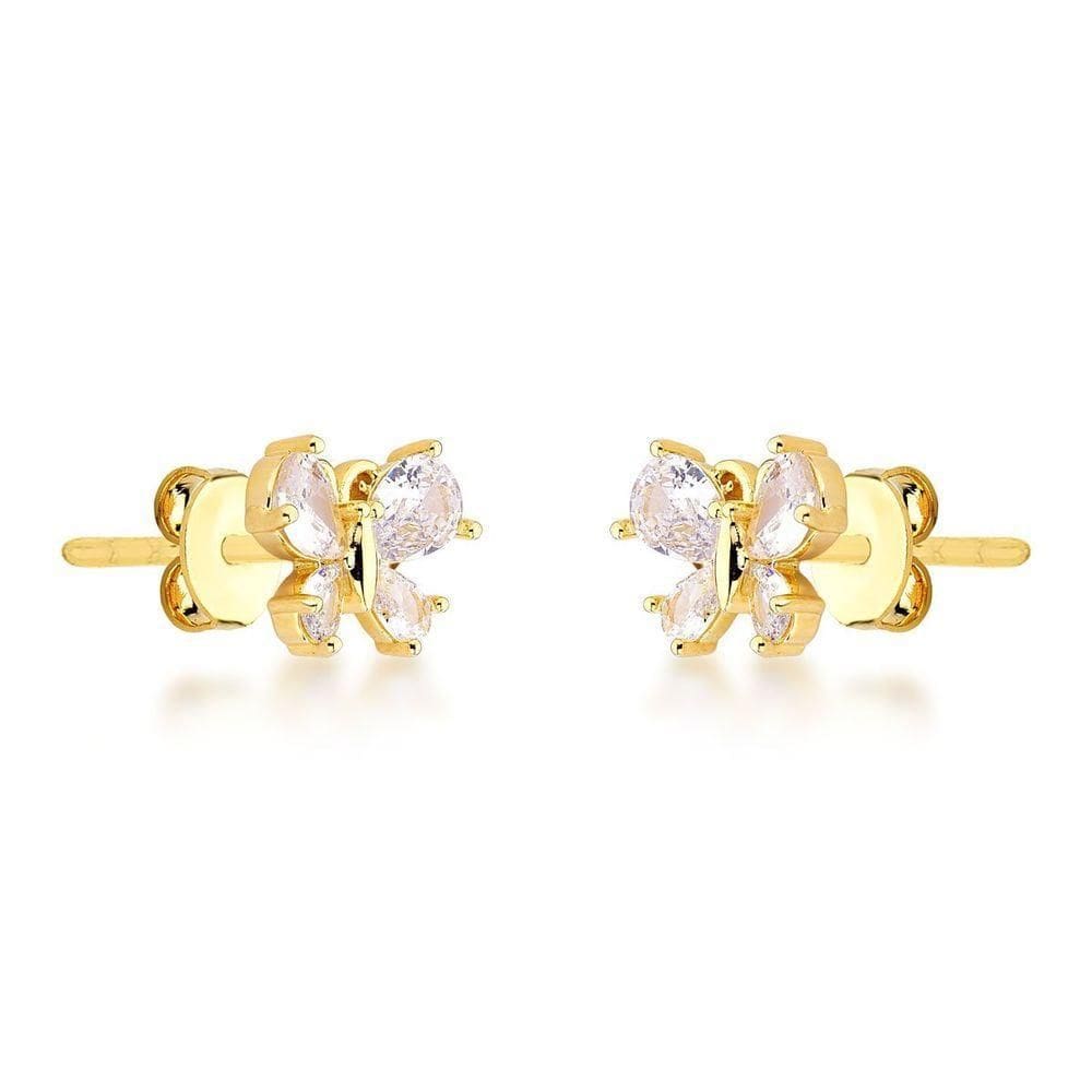 Brinco Borboleta Iluminada Banhada A Ouro 18k