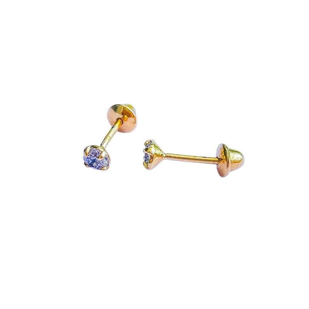 Brinco Ponto De Luz Tarraxa Baby Banhado A Ouro 18k