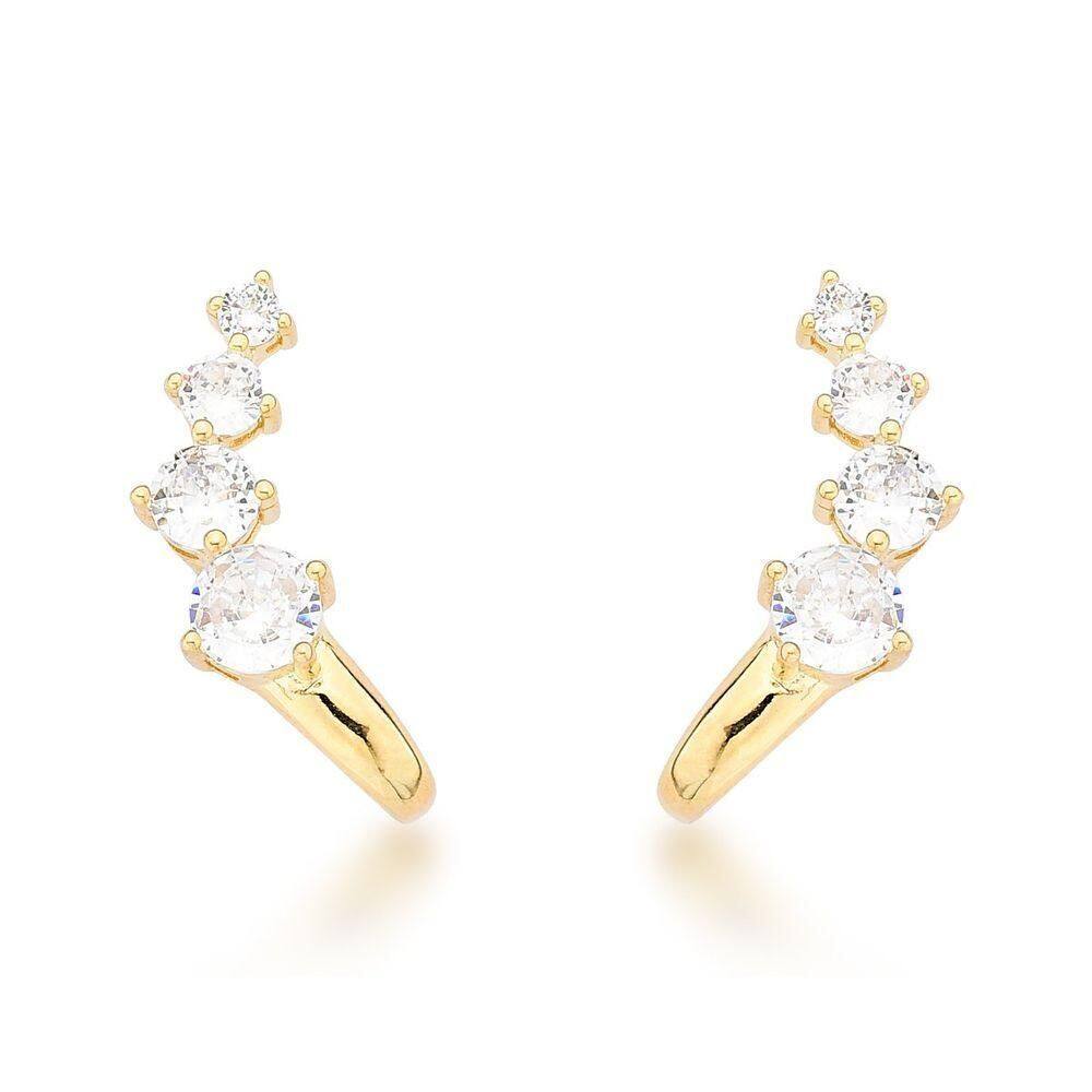 Luxuosos Brincos De Zircônia Em Ouro 18k – Estilo Cascata
