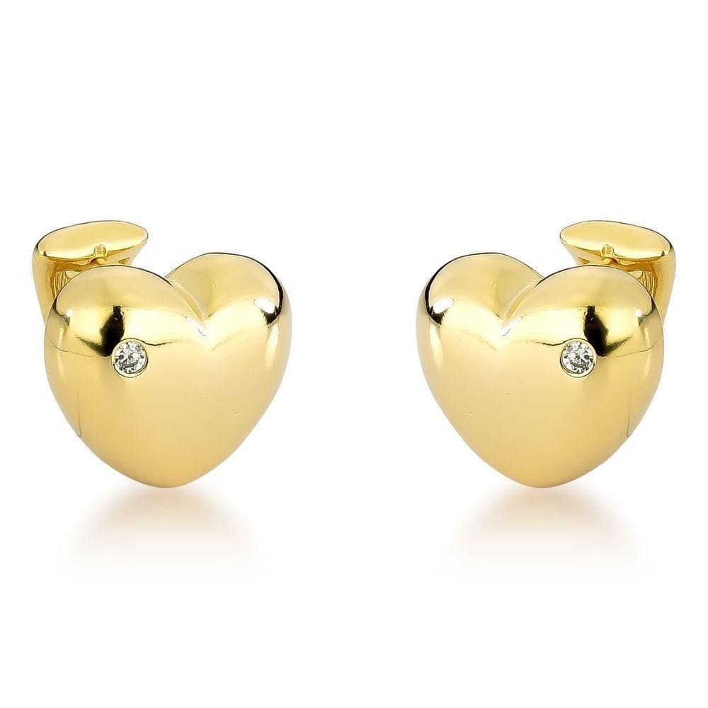 Brincos De Coração Com Zircônia - Banhados A Ouro 18k Para Sofisticação Diária Dourado