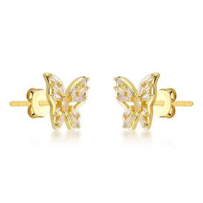Brinco Borboleta Brilhante Atraktiva Banhada A Ouro 18k