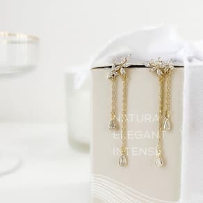Brinco Zirconias Com Corrente Banhados A Ouro 18k