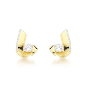 Brincos De Luxo Com Pedra Central E Zircônias - Banhados A Ouro 18k