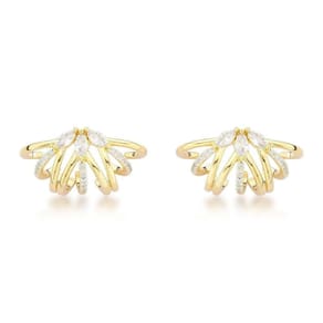 Brincos Luxuosos Com Zircônias Brilhantes E Design Exclusivo Banhados A Ouro 18k Banhado A Prata
