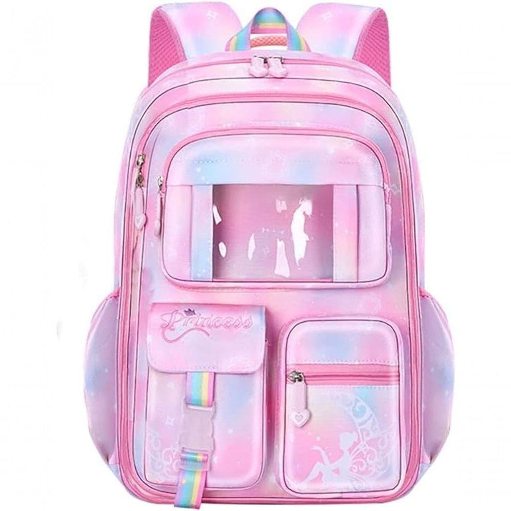 Mochila Escolar De Grande Capacidade Meninas Escola Material Escolar Volta As Aulas Rosa
