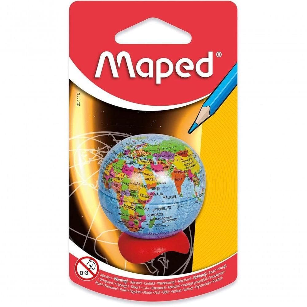 Apontador Globo Terrestre Mapa Mundi 1 Furo Maped Cores Aleatório