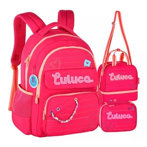 Kit Mochila Luluca Escolar Lancheira E Estojo LU24610 Rosa