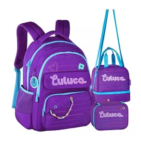 Kit Mochila Luluca Escolar Lancheira E Estojo LU24610 Roxo