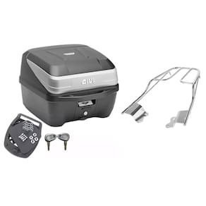 Kit Baú Moto Givi 33L + Bagageiro Cromado Fazer 150 2015 2016 2017 2018 Projétil 1º Linha