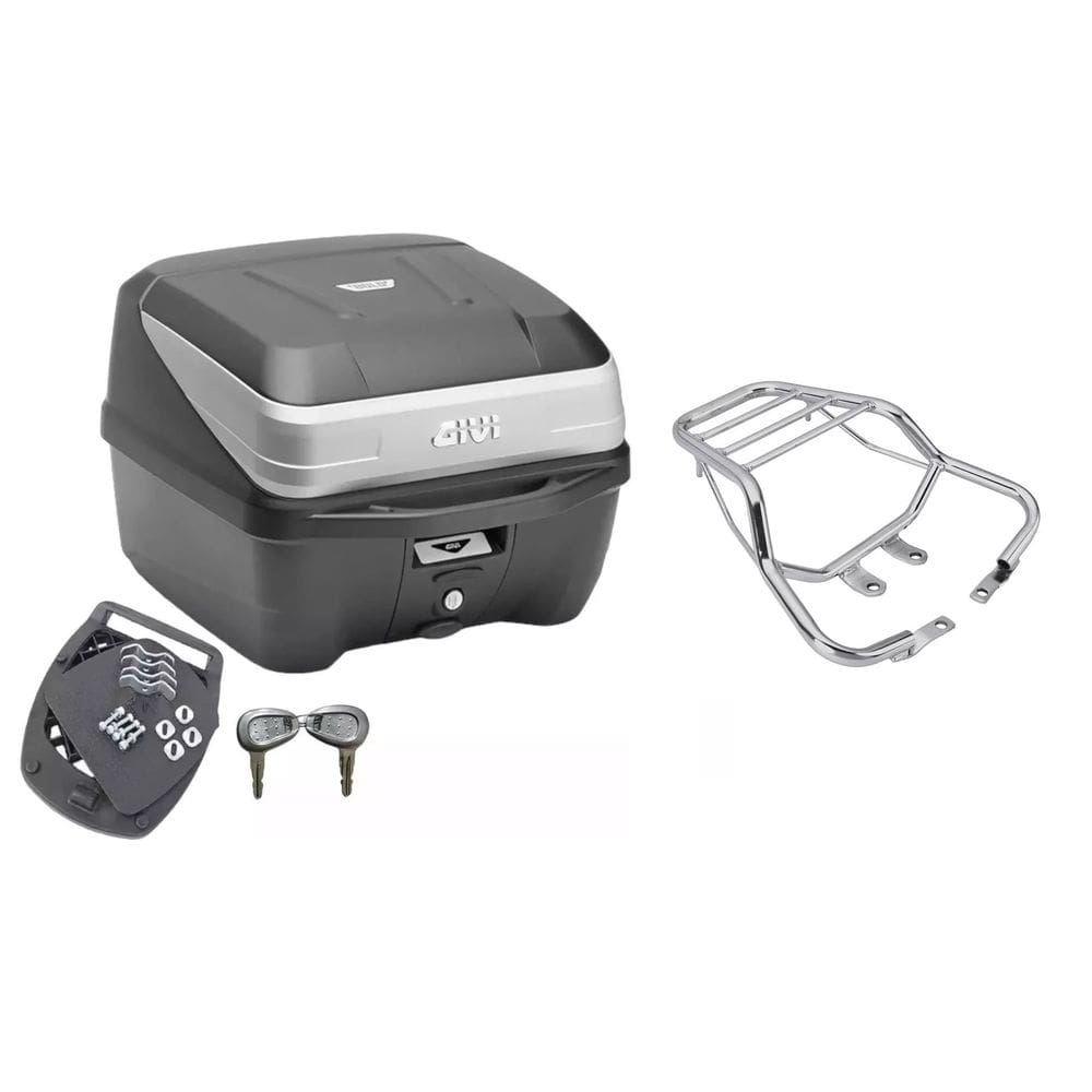 Kit Baú Givi Moto 33L Traseiro + Bagageiro Cg Titan Fan 125 150 2000 2001 2002 2003 2004 2005 2006 2007 2008