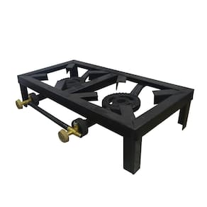 Fogao Semi Industrial Alta Pressao 2 Bocas Fogareiro A Gas Glp Com Queimador Em Ferro Fundido Portatil