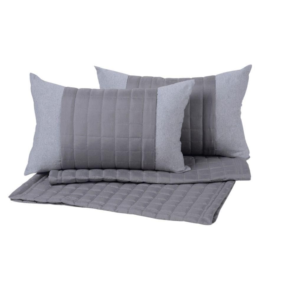 Kit Peseira Copacabana 5 Peças Queen 100% Poliéster Percal 300 Fios Cinza