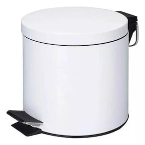 Lixeira Inox 3 Litros Com Pedal Cesto Removível Para Banheiro Ou Cozinha Branca