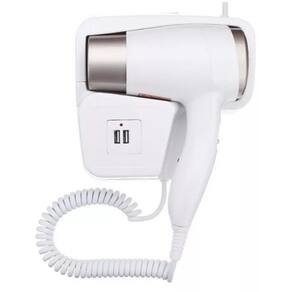 Secador de Cabelos de Parede 1300W com Tomadas USB Branco 127V