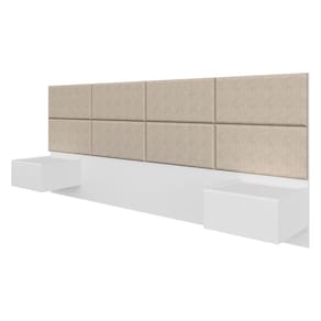 Cabeceira Estofada Suspensa Cama Casal Honduras Branco/bege - Ma
