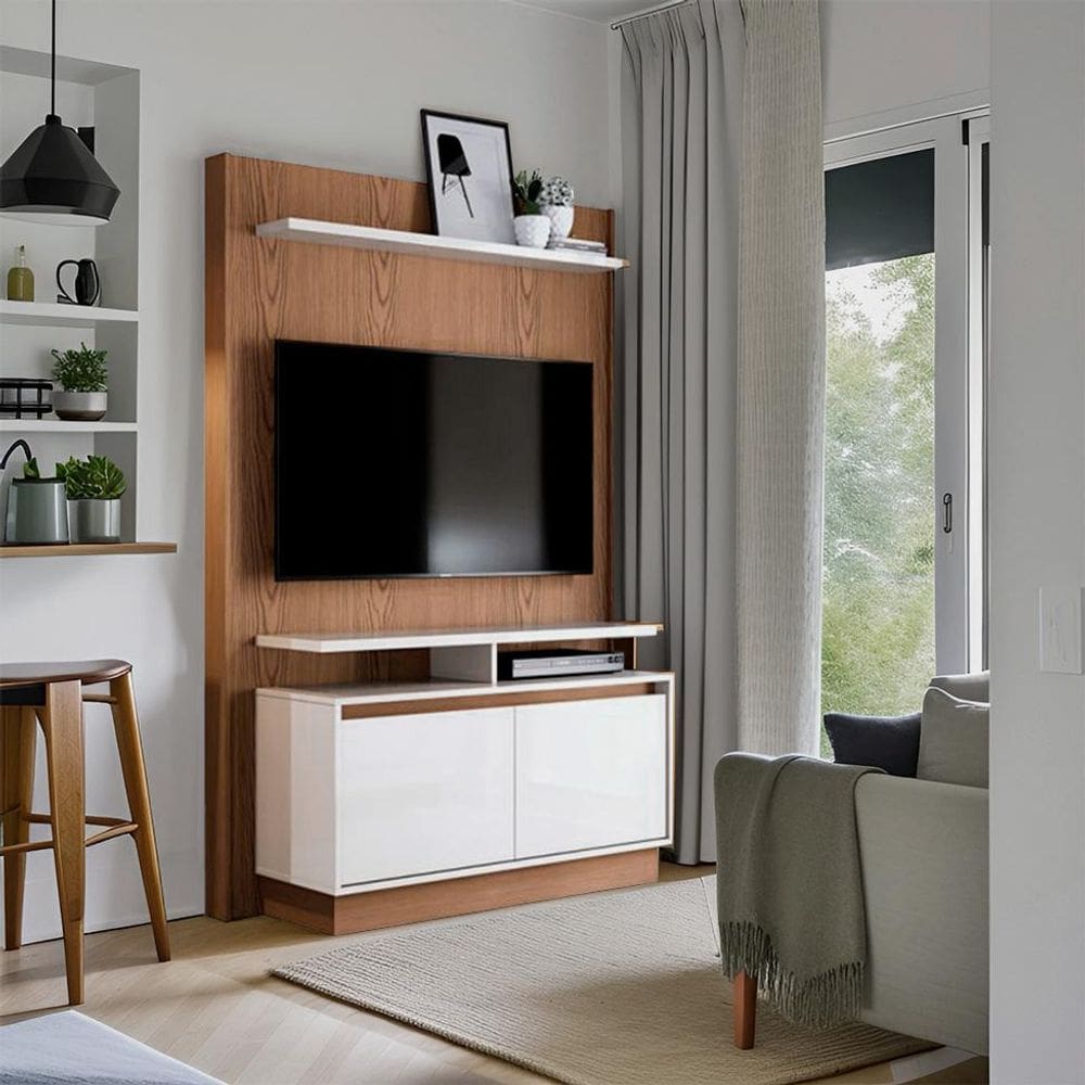 Painel para TV 40 Polegadas Weels Freijó com Off White 122 cm