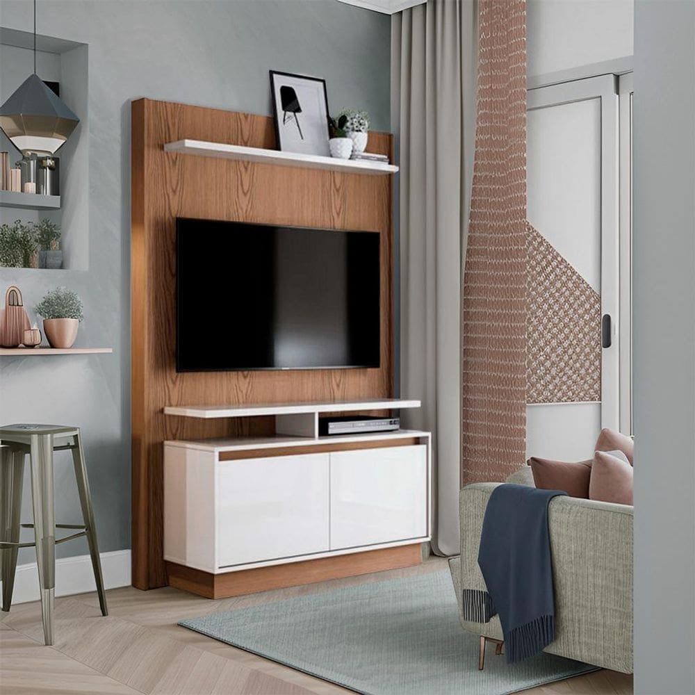 Painel para TV 40 Polegadas Woods Freijó com Off White 122 cm